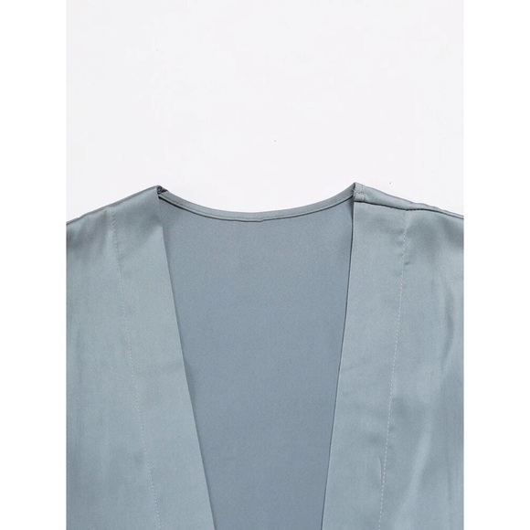 Fefi 5pcs Satin Contrast Lace Belted Night Set - Picture 4 of 6